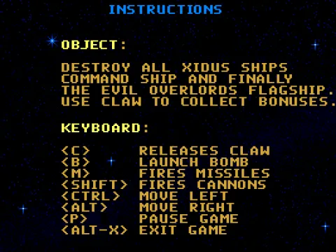 The game's action keys. Mouse and joystick are also supported