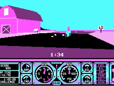 cars blend into the background with 4 colors - CGA
