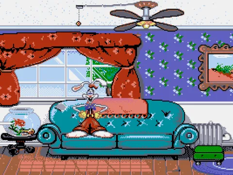 Roger needs to get out of the room to capture Babby Herman before Mommy returns home...