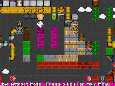 Hubie is the little red-brown figure in the upper left of the stage.