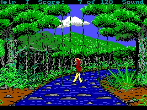 Hugo swings across some vines like Tarzan..