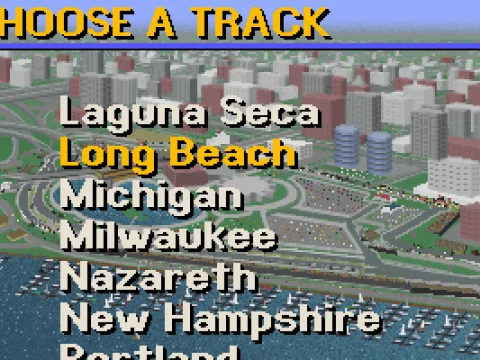 Track selection screen - many to choose from!