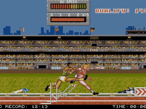 110m Hurdles. Running events are always against an opponent, either human or computer.