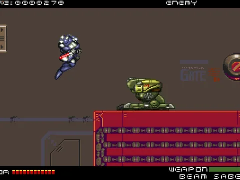Blue mecha jumping