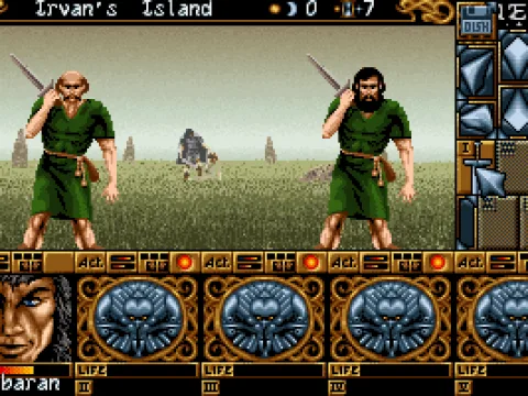 The game starts right with this battle if you aren't careful! Just because you are carrying swords, makes you think you are a big tough guy, eh? Well...it does have some persuasive power I admit...