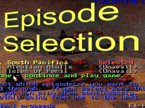Episode selection menu (only one available in shareware)