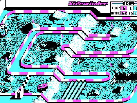 4-color racing on the first track (CGA)