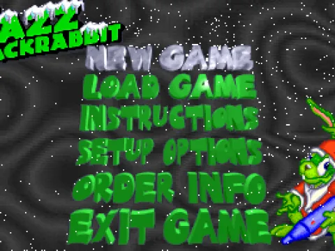 Holiday-themed main menu screen.