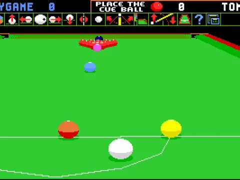 The computer lines up its shot.