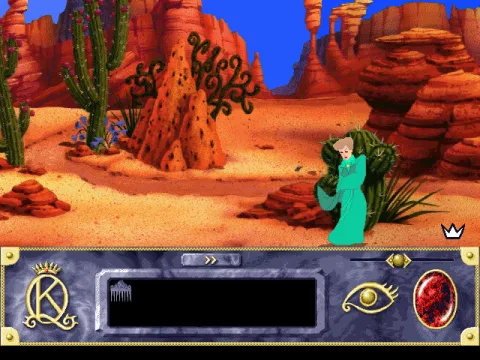 Each chapter begins with a cutscene. Note the nice animation as Her Majesty's dress is caught in a thorny cactus