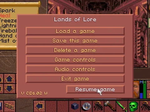 Ingame options - contains saving, loading, speech, moving speed, animated moving, etc.