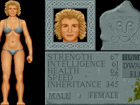 Character creation (apparently a female shown)