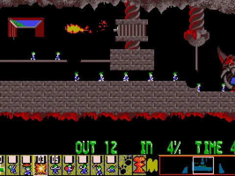 Don't let the lemmings get caught in fire!  (VGA)