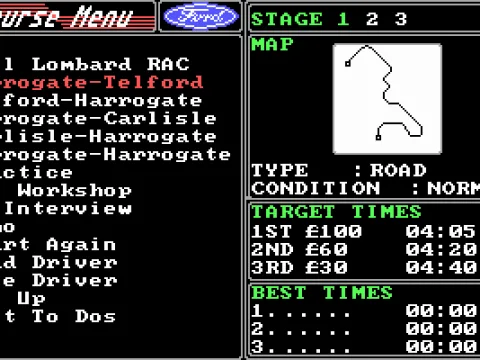 Main menu/Course selection