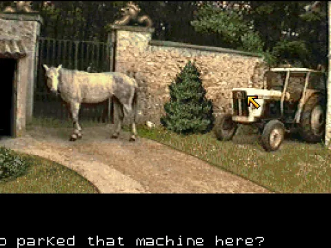 You must find a way to remove this horse out of the gate entrance in order to enter.