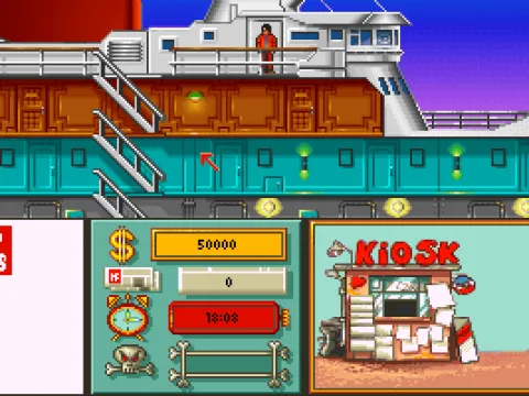 The ship; from this screen, you go to different rooms where you do all things for your newspaper.