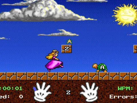 Type the letters shown to bust bricks and smash turtles