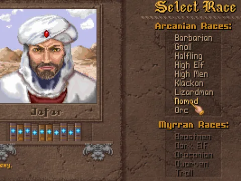 Once you pick your wizard, you can select a starting race