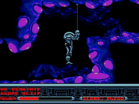 Your cyborg climbs with its rope in the caves (VGA)