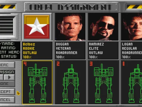 Crew Assignment screen