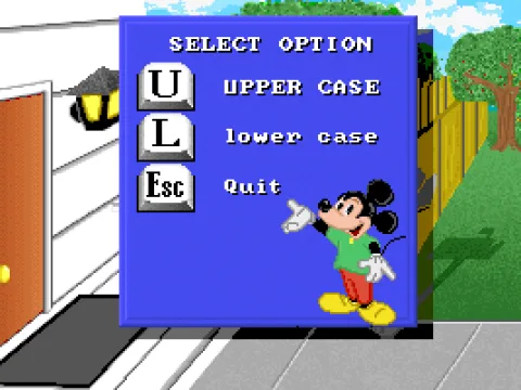 Players are given a choice between seeing upper case letters or lower case ones.