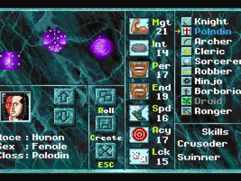 Character generation. That's one fine paladin. Ugly, yes, but fine.