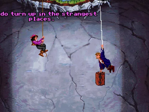 Guybrush and Elaine have a long conversation at the beginning