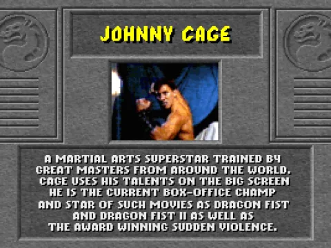 The FMV introduction of Johnny Cage