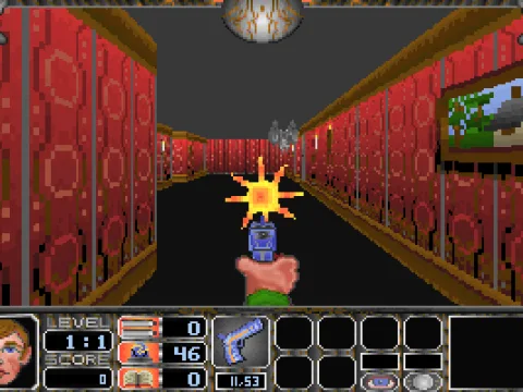 Shooting our first weapon at our first enemy encounter