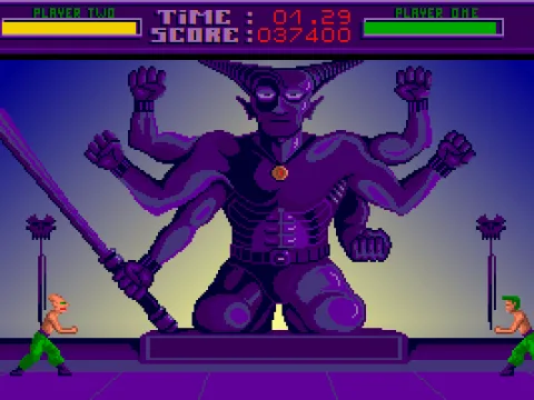 You know you've made it when you're fighting in front of the idol you see on the Game Over screen (VGA)