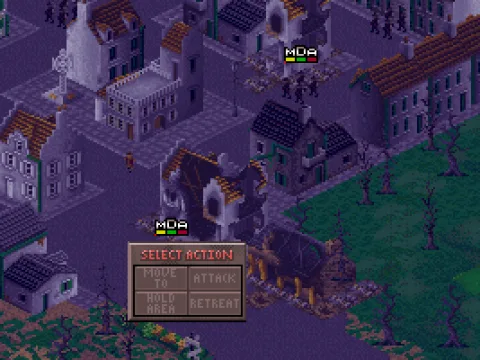 Selecting a defending unit and giving it instructions