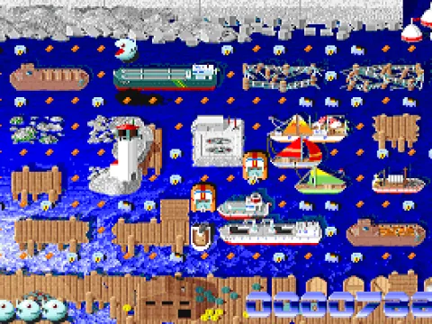 The game gets progressively more difficult - after stage 3 with two power pills instead of four, there's stage 4 with NO power pills...