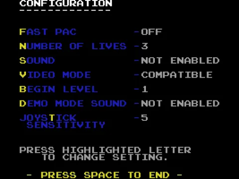 Configuration screen