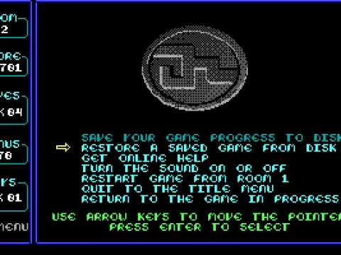 Episode 1 - Romancing The Rose.
The player has died. There is no second life. The only practical option is to restart from room 1.