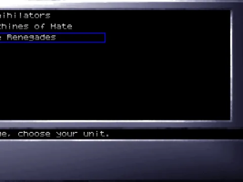 Selecting your team. Here are all three default teams that are included with the game.