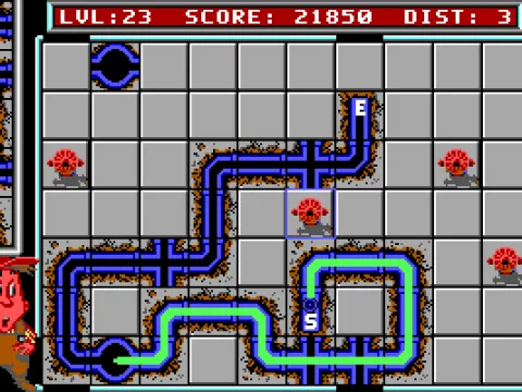 Level 23... Some hydrants are here as obstacles to block the path of your pipe laying.