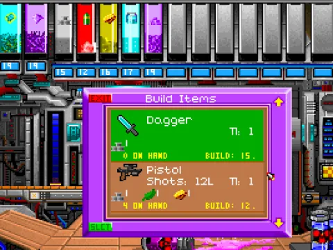 Here you can use all those raw materials you've scavenged in space to build useful stuff - weapons, ship parts, and what not