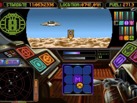 Your primary objective on planets is to gather minerals (the yellow arrow) and non-sentient creatures. You may encounter other spacefaring races that try the same...