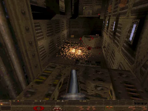 The Quake engine has support for many 'tweaked' VGA resolutions, like 360x480 seen here.
