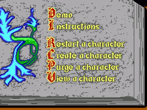 Main Menu (EGA/Tandy)