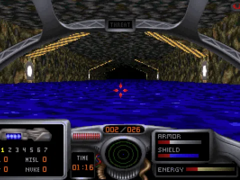 Going down a watery tunnel.