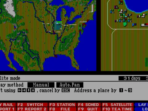 The satellite view helps keep an eye on your train lines and is essential for planning routes.
