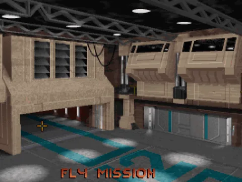 Enter the shop, save the game, or fly the next mission