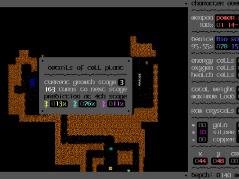 Cell plants are an important source of energy, health and oxygen. Our scanner shows that this plant needs 163 more turns until it can be harvested.