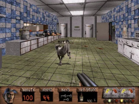 A dog going crazy in the kitchen