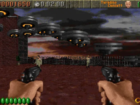 Strike Team enemies appear rather late in Dark War, but in The HUNT Begins the player encounters them already in the first level.