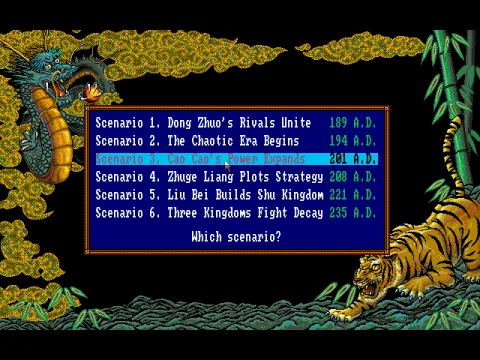 Choosing one of the many historical scenarios