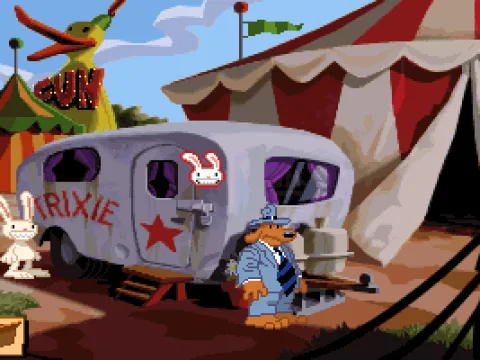 You can pick up Max and use him as an action icon. Try that on different objects for humorous remarks