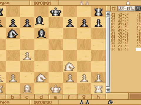 (VGA) 2D Wooden board, showing move list