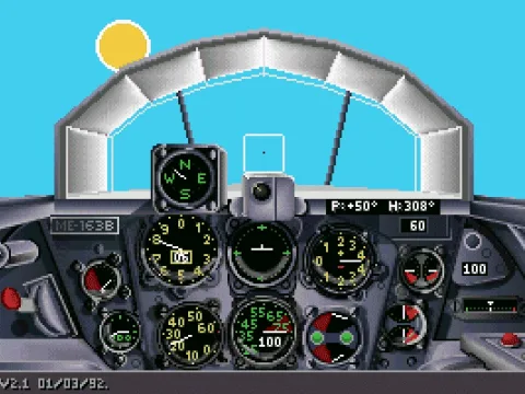 Me163 Cockpit - there's the sun, and the version
